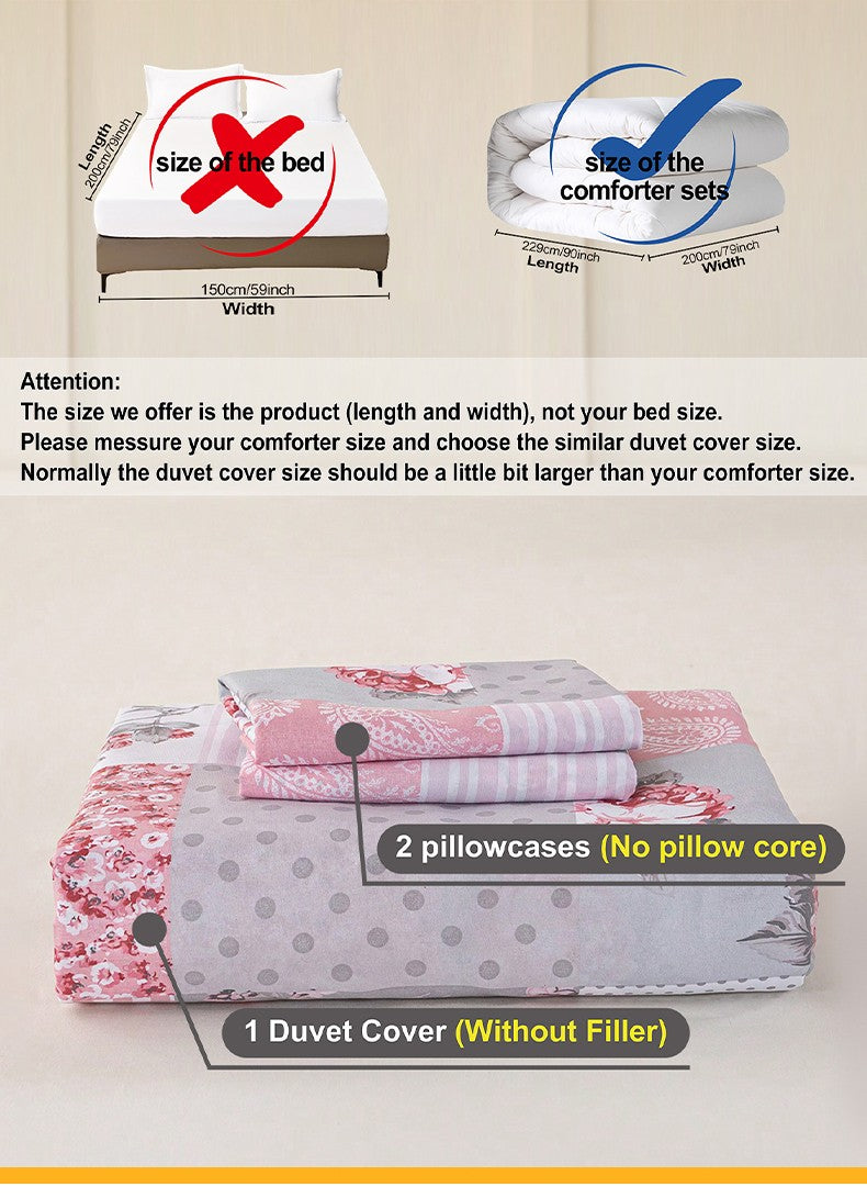 3pcs Splicing floral Pattern Duvet Cover Set, Soft Skin-Friendly Bedding Set Includes 1 Duvet Cover And 2 Pillowcases