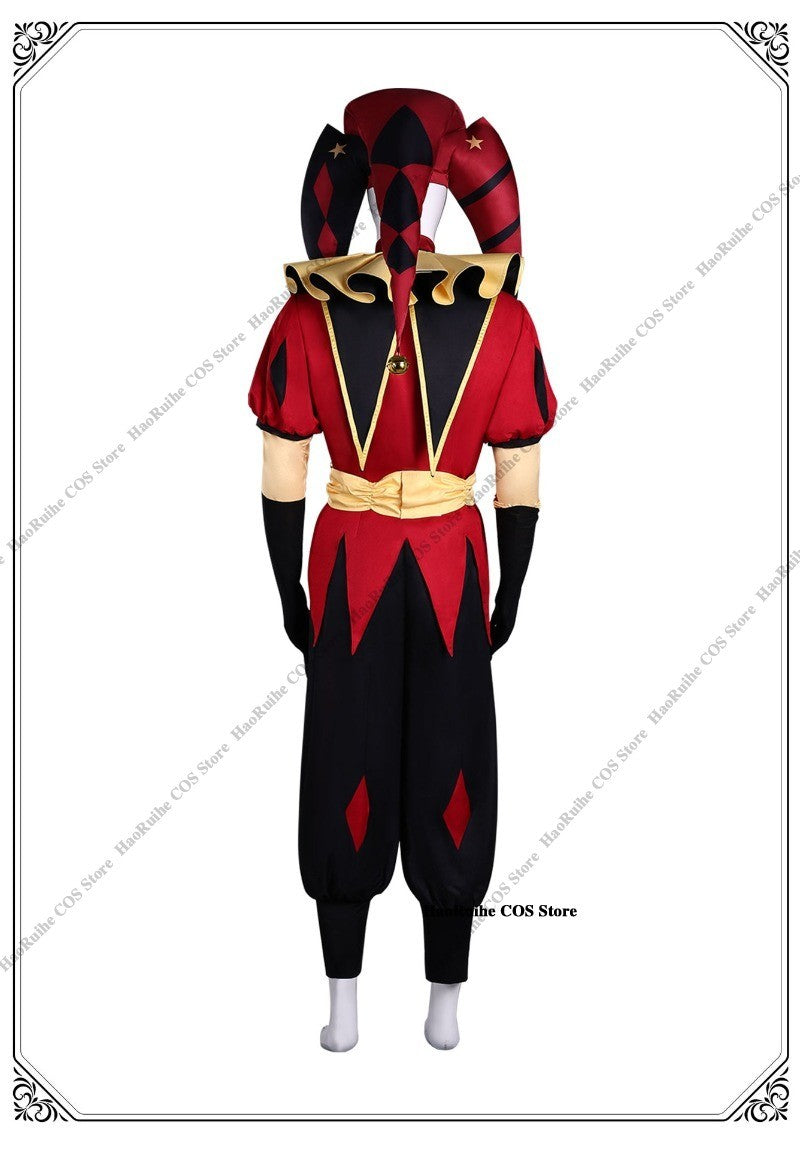 Hot The Freak Circus Pierrot Jester Harlequin Cosplay Costume Adult Clown Top Pant Wigs Joker Uniform Halloween Costume Carnival