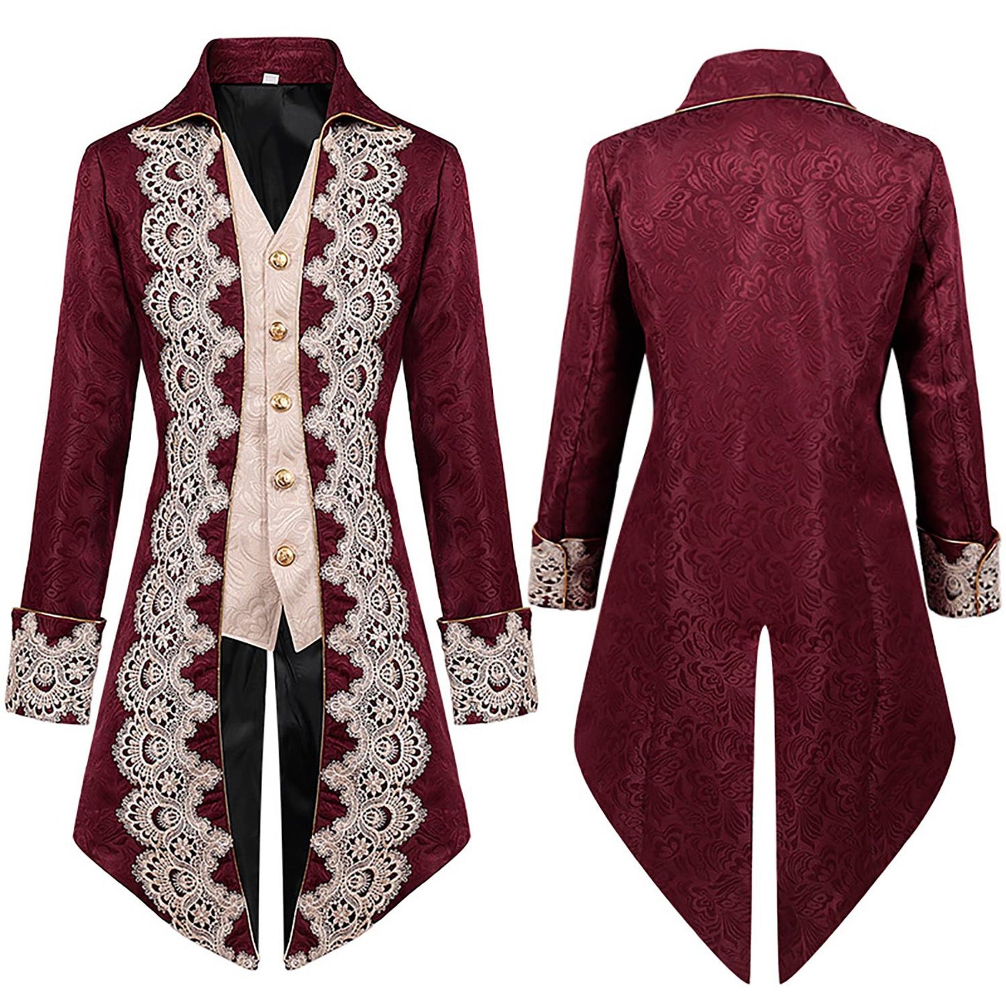 Men's cool steampunk gothic Victorian stylejacket cosplay retro purple velvet tailcoatmedieval dress uniform Renaissance cloth
