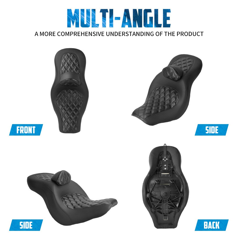 Assento de Passageiro e Condutor de Moto REWMTER com Encosto, Assento Duplo para Harley Softail Low Rider S Sport Glide Low Rider ST 18-24