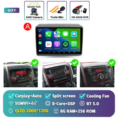 Android 15 Car Radio For Fiat Ducato Peugeot Boxer Citroen Jumper 2006 -2022 Wireless Carplay multimedia Android Auto 4G