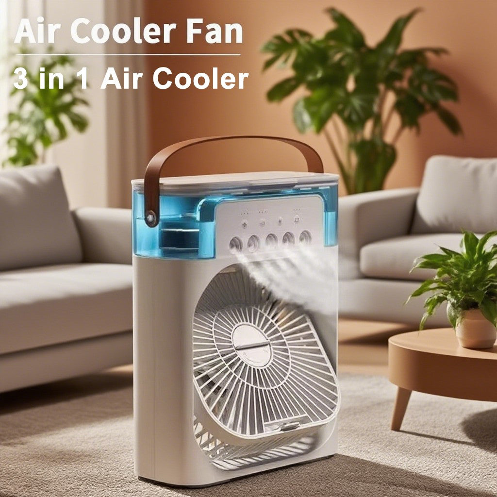 Portable 3 in 1 Air Conditioner Fan USB Plug with 3 Spray Speeds Electric Small Air Cooler LED Night Light Humidifier for Home