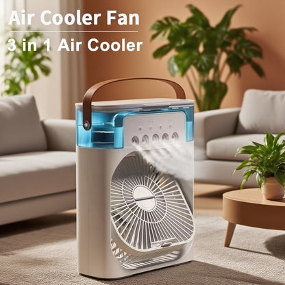Portable 3 in 1 Air Conditioner Fan USB Plug with 3 Spray Speeds Electric Small Air Cooler LED Night Light Humidifier for Home
