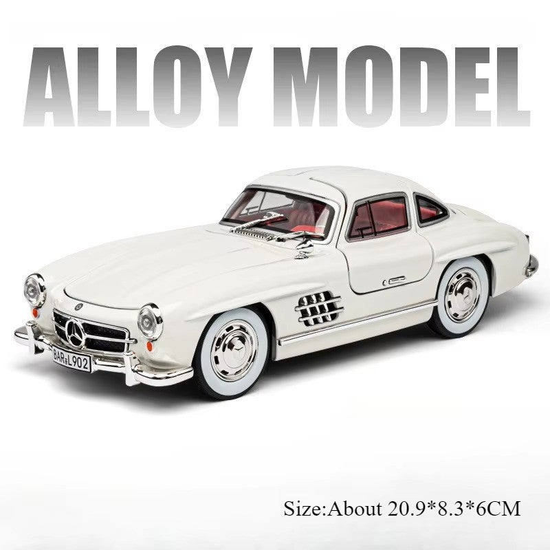 1:24 300SL W140 Carro de Brinquedo Modelo de Liga Fundido com Luz e Som, Carroceria Aberta, Modelos em Miniatura, Brinquedos Clássicos de Presente para Meninos