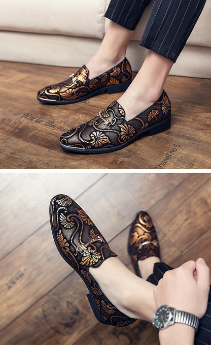 Spring Business Men Shoes Gold Blue Adult Dress Footwear Slip-on Man Party Formal Shoes Plus Size Casual Shoes For Mens Zapatos