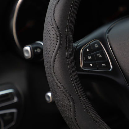 1 capa de volante de couro tipo mão de massagem estéreo em relevo sem anel interno para automóveis, cabe 14,5-15 polegadas