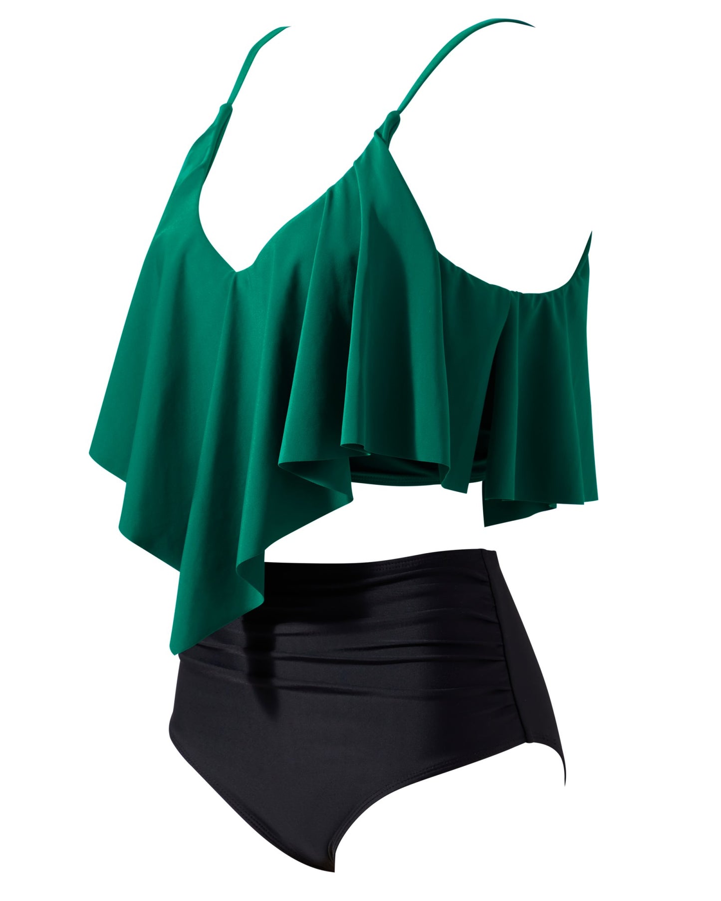 Women Tankini Ruffle High Waisted Swimsuits Tummy Control Bathing Suits Swimwear Beachwear Padded XXL Size Bikini Set Female