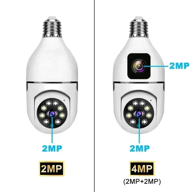 8MP WiFi IP Camera E27 Bulb Dual Lens Wireless Cam Baby Monitor Two-way Audio AI Human Tracking Smart Home Surveillance Camera
