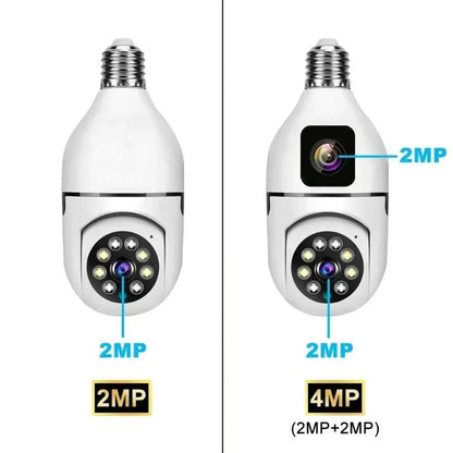 8MP WiFi IP Camera E27 Bulb Dual Lens Wireless Cam Baby Monitor Two-way Audio AI Human Tracking Smart Home Surveillance Camera