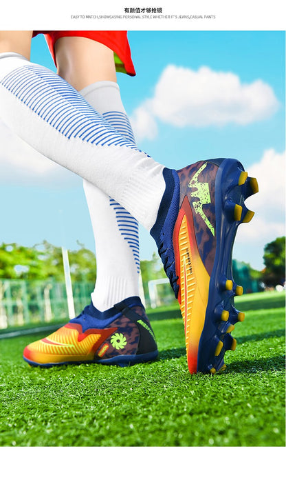 New Men's Soccer Shoes High-Top Soccer Cleats Outdoor Breathable Athletic Professional Spikes Youth Boys Football Shoes Unisex