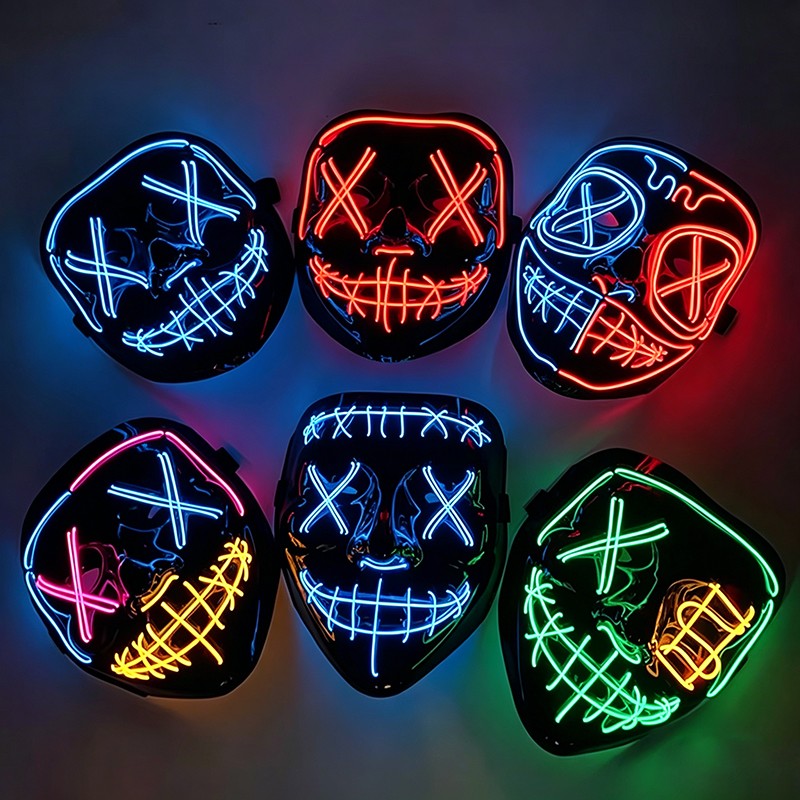 Wireless Purge Luminous LED Mask Adult Full Face Headgear Costumes Cosplay Mask Carnival Horror Masquerade Glow In The Dark