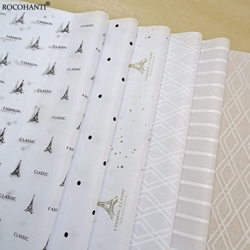 100pcs Customized Size Brand Logo Printed Eco Tissue Packaging Paper for Shoes Clothes Jewelry Wrapping Paper 17g