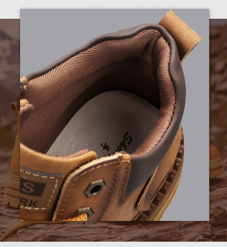 New Men's Casual High-top Boots, Anti-slip and Wear-resistant Thick-soled Height-increasing Shoes, Street Retro Work Boots