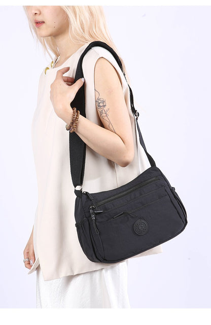 Women's Multi-Compartment Crossbody Bag, Tote Purse with Shoulder Strap, Water-Resistant Nylon Handbag for Moms, Gift Ideas