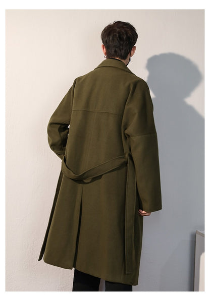 Men's Winter luxury Cardigans Trench Male Black Wool Overcoat Coat Black Long Padding Coat Men's Clothes Jac Windbreaker For Men