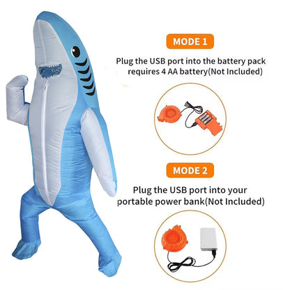 Cute and unique standing shark design inflatable costume Halloween and Christmas inflatable costume props