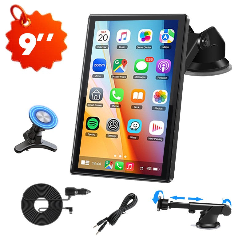 Suporte de 7/8/9'' Orientação e Espelho Retrovisor de Carro com Rádio CarPlay Sem Fio Android Auto Multimídia de Vídeo Tela Universal