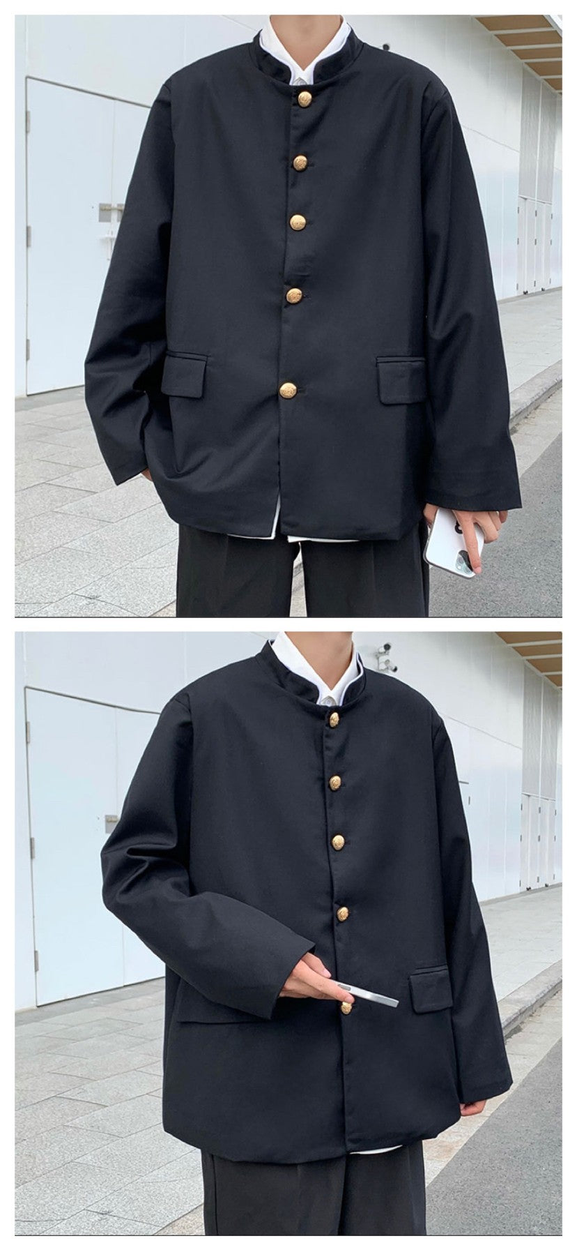 Japan Style School Uniform Jacket Stand Collar Men Women Tunic Suit Jacket DK Costume Black Coat With Nameplate High Version