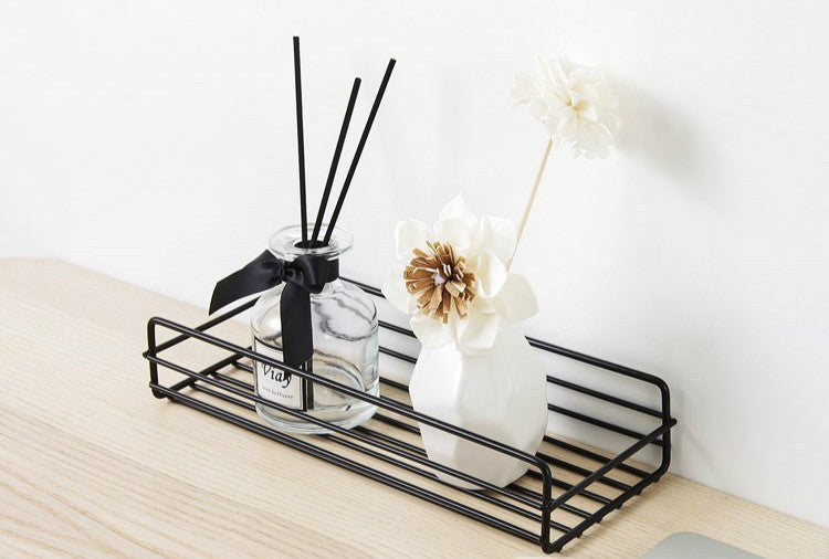 Prateleira de banheiro de ferro forjado estilo japonês, rack de armazenamento de gel de banho montado na parede, suporte de higiene pessoal sem furos para toalete