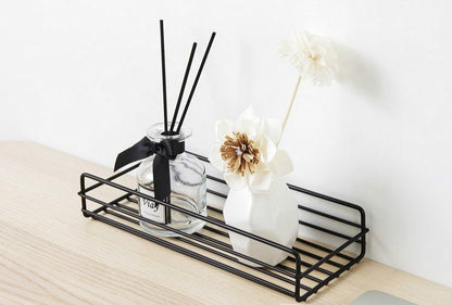 Prateleira de banheiro de ferro forjado estilo japonês, rack de armazenamento de gel de banho montado na parede, suporte de higiene pessoal sem furos para toalete