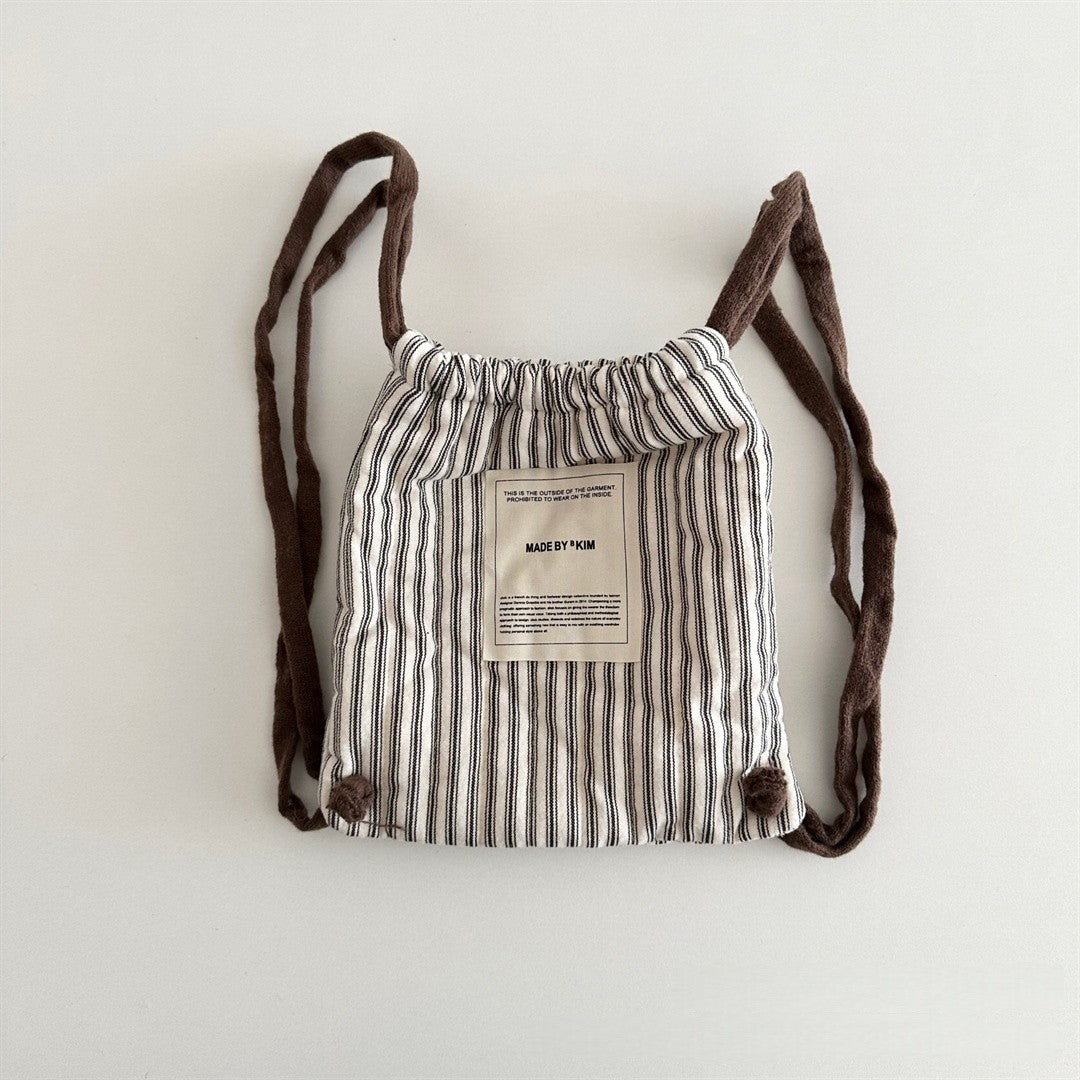 Mochila de cordão estilo coreano para bebês, inverno, bolinhas, listras, xadrez, leve, bolsa de ombro para crianças