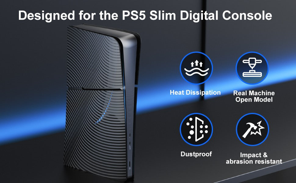 HONCAM Premium ABS Replacement Shell Anti-Scratch Faceplate Protective Shell Cover F PS5 Slim Digital/Disc Edition Console Case