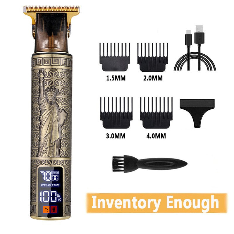 Electric Barber T9 Upgraded LCD Rechargeable Retro Oil Head Carving Electric Push Shear Pubic Hair Clipper Machine for Women