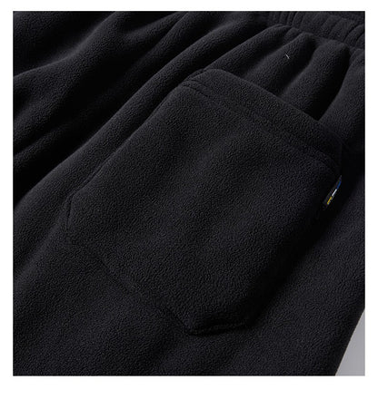 IPPOLICH Mens Winter Casual Pants Outdoor Plush Velvet Thickened Cold-proof Pure Cotton Casual Pants Men Windproof Warm Trousers