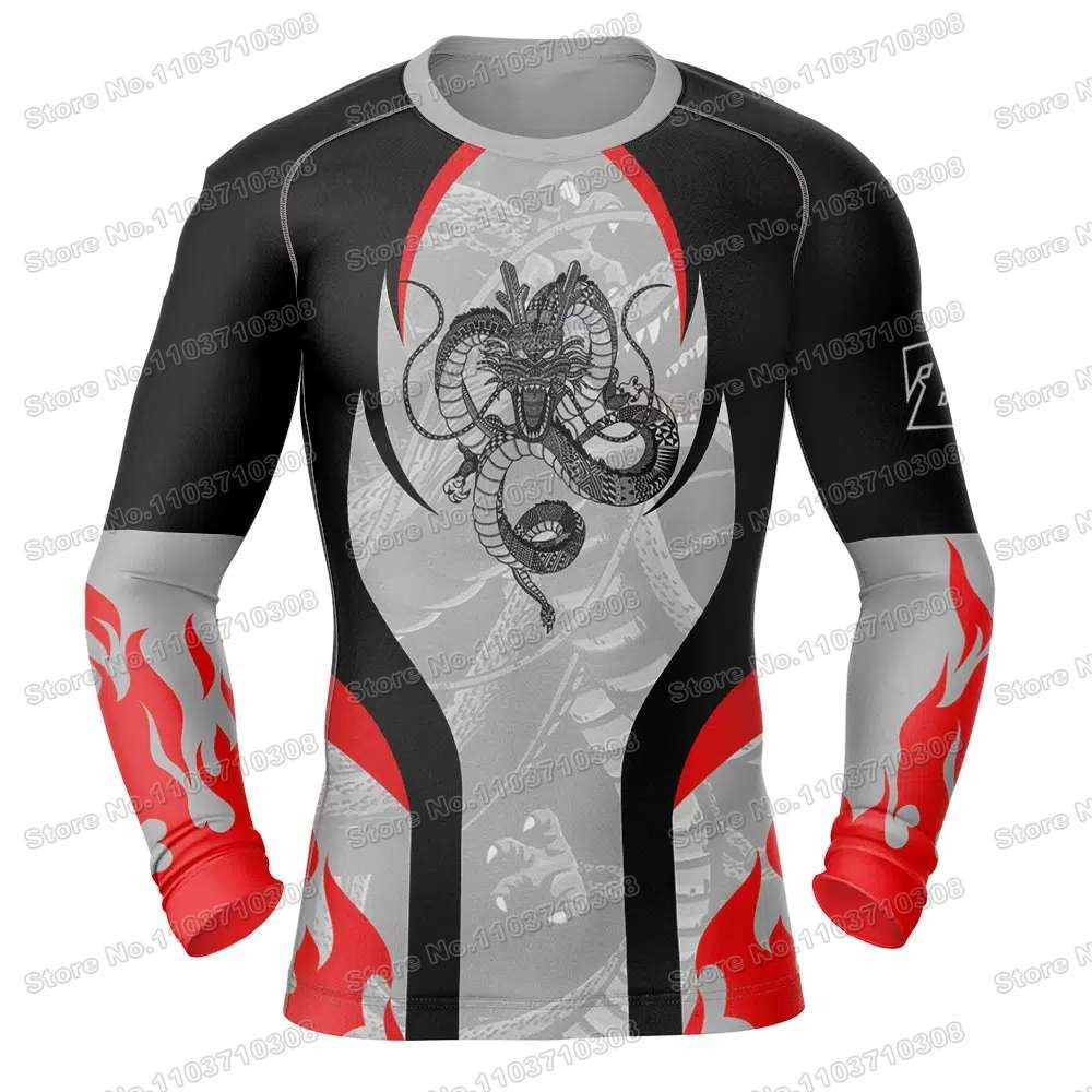 Shenron Long Sleeve Cartoon Anime Game Jersey Beach Shirts Swimwear Diving Gym Shorts MMA BJJ Men Jiu Jitsu Fitness Sets
