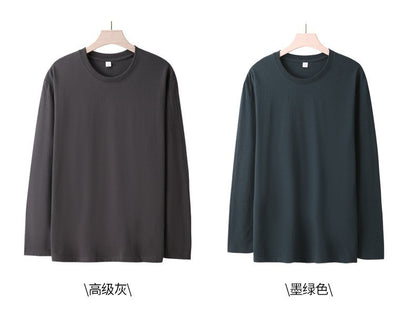 Long Sleeves T-Shirts Men 100% Cotton Tee Tops Male Autumn Basic Plain Color Tshirts Women Normal Fit Size M-5XL Under Wear Man