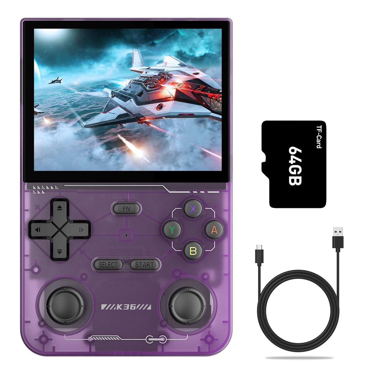 GAMINJA Open Source K36 Retro Handheld Video Game Console 16000 Games Emulator for PS1/PSP/DC/N64/SS 500nit 3.5 Inch IPS Screen