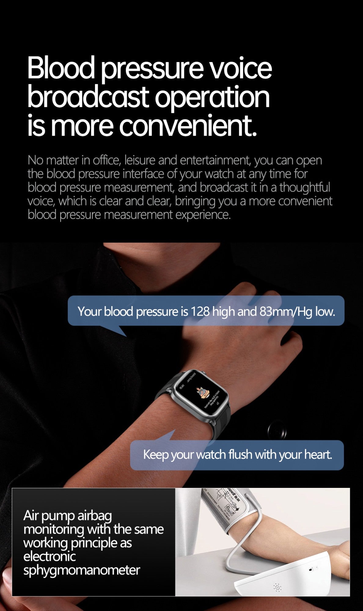 2026 New Air Pump+Air Bag+NFC Health SmartWatch Precise Blood Pressure Blood Fat Monitoring Voice Call Smartwatch For Men Women