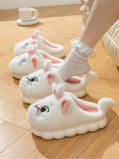 Princesa Cute Mary Gato Chinelos de Algodão Peludo Mulheres Chinelos de Casa Inverno Chinelos de Pelúcia Slides Chinelos de Interior Fofos Sapatos Encantadores