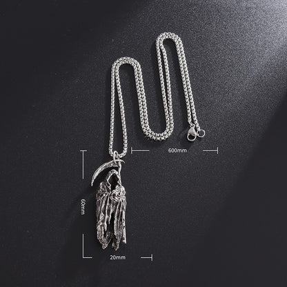 Colar Pingente Ceifador da Morte Gótico Misterioso Diabo Masculino Personalidade Punk Retro Halloween Joias da Moda