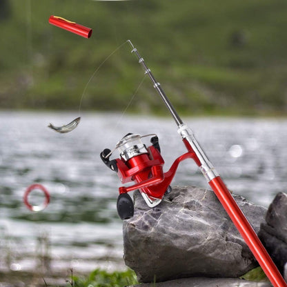 1 Conjunto de Vara de Pesca de Carretilha Telescópica Mini Portátil de Bolso, Haste de Carbono com Carretilha de Liga de Alumínio, Ultraleve para Alimentador de Peixe