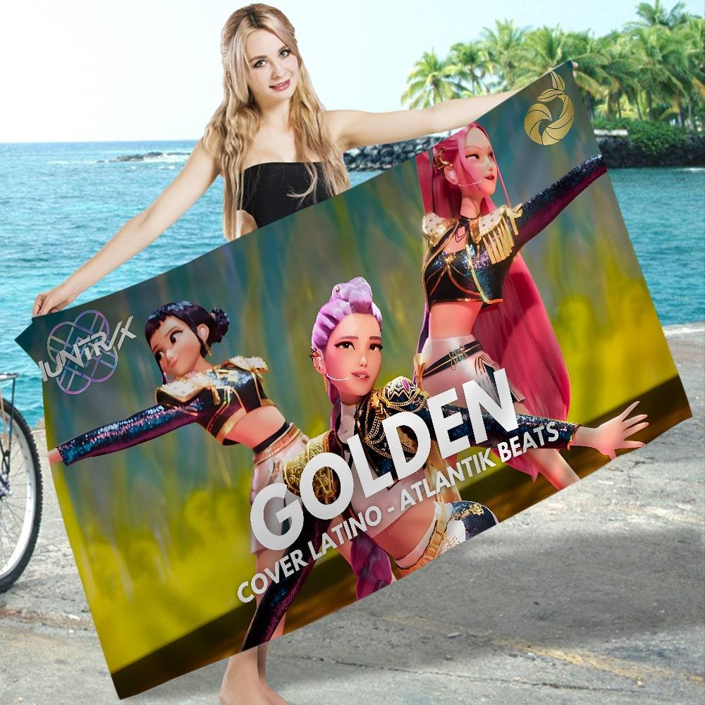 Popular KPop Movie D-Demon H-Hunters Microfiber Blanket Quick Drying Beach Towels Oversized Printing Super Absorbent Pool Towe