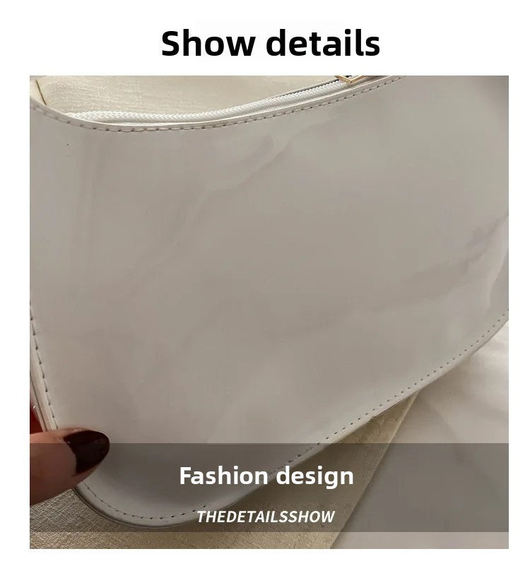 Women's Patent Leather Handbag Versatile Fashion Shoulder Casual Commuting Bags Girl Brand Designer Zipper Handbag Korean 2025