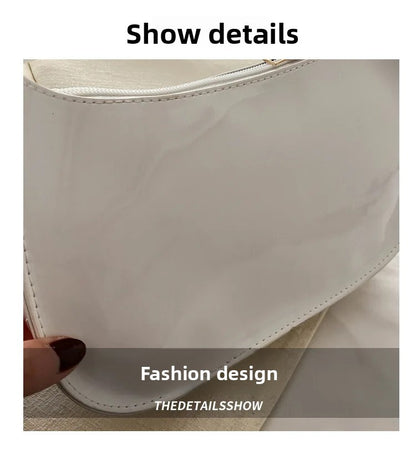 Women's Patent Leather Handbag Versatile Fashion Shoulder Casual Commuting Bags Girl Brand Designer Zipper Handbag Korean 2025