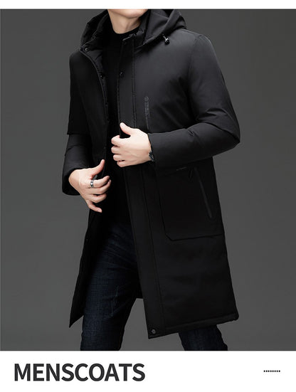 High End Long Thicken Winter New Brand Casual Fashion Hooded Parka Jacket Heavy Windbreaker Outdoor Windproof Coats Outerwear