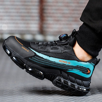 Men's Work Shoes  Rotary Buckle Work Sneakers Protective Shoes Safety Industrial Puncture-Proof Anti-Smash Steel Toe Shoes