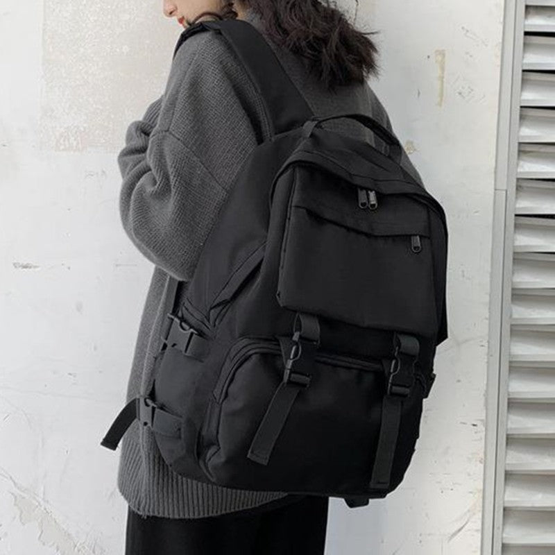 Mochilas Simples Grande Capacidade Bolsa de Viagem Sólida Harajuku Mochila Escolar Estudantil Bolsa Masculina Feminina Unissex High Street