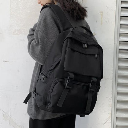 Mochilas Simples Grande Capacidade Bolsa de Viagem Sólida Harajuku Mochila Escolar Estudantil Bolsa Masculina Feminina Unissex High Street