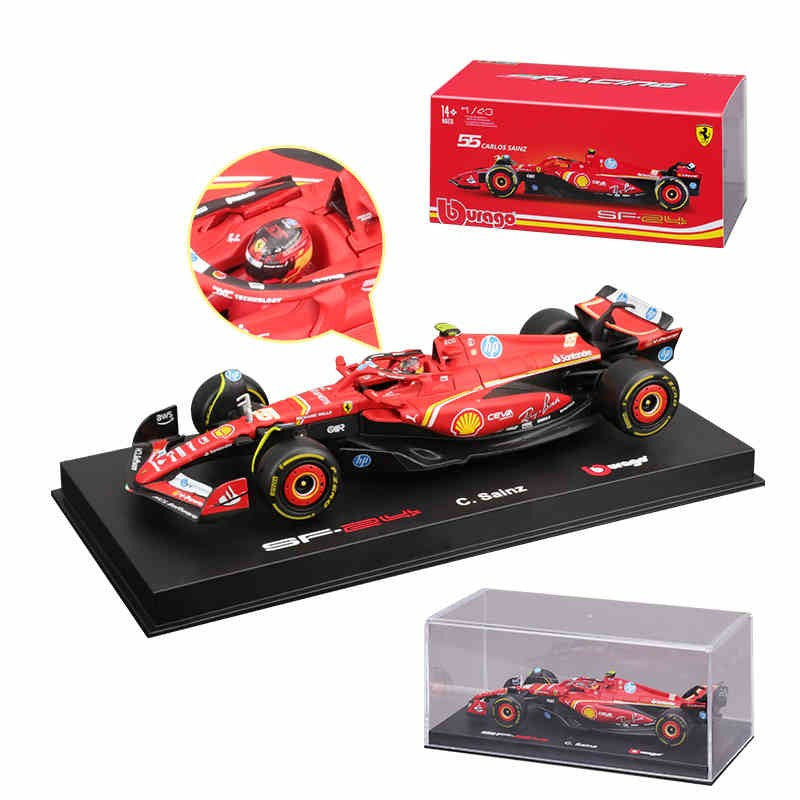 Bburago 1:43 Ferrari SF24 F1 Modelo de Carro 2024 Temporada 16# Leclerc 55# Sainz Veículo de Luxo em Liga de Metal Fundido Fórmula de Corrida Brinquedo Presente