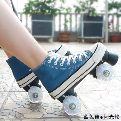 Adult and Children's Double-row Roller Skates Shoes , Breathable and Wear-resistant, Ice Rink , Four-wheel Skating Sneakers