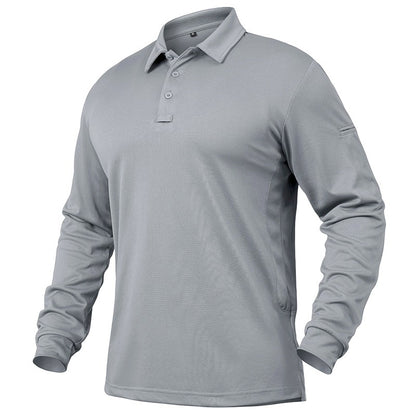 Men's Lightweight Long Sleeve Polo Shirt Performance Tactical Casual Outdoor Hiking Collared Shirts Pique Jersey Golf Shirt
