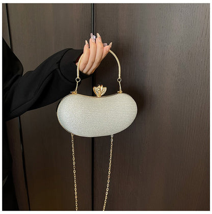 Shiny Mini Evening Bag Rhinestone Chain Purse Luxury Glitter Metal Handel Chain Clutch Elegant Wedding Dress Party Banquet Bag