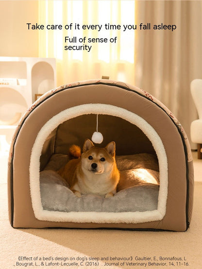 Cama de Cachorro Grande Ninho de Inverno Quente Casa de Cachorro Removível e Lavável Tipo Casa de Cachorro Grande Sazonal Suprimentos para Dormir de Animais de Estimação, Ninho de Gato