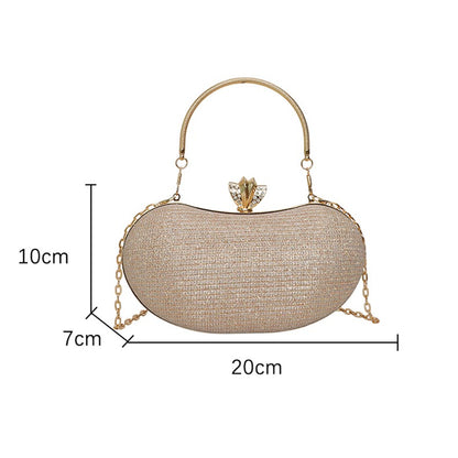Luxury Shiny Evening Bag for Women Elegant Diamonds Buckle Exquisite Metal Handel Chain Clutch Bag Sparking Sequined Party Bags