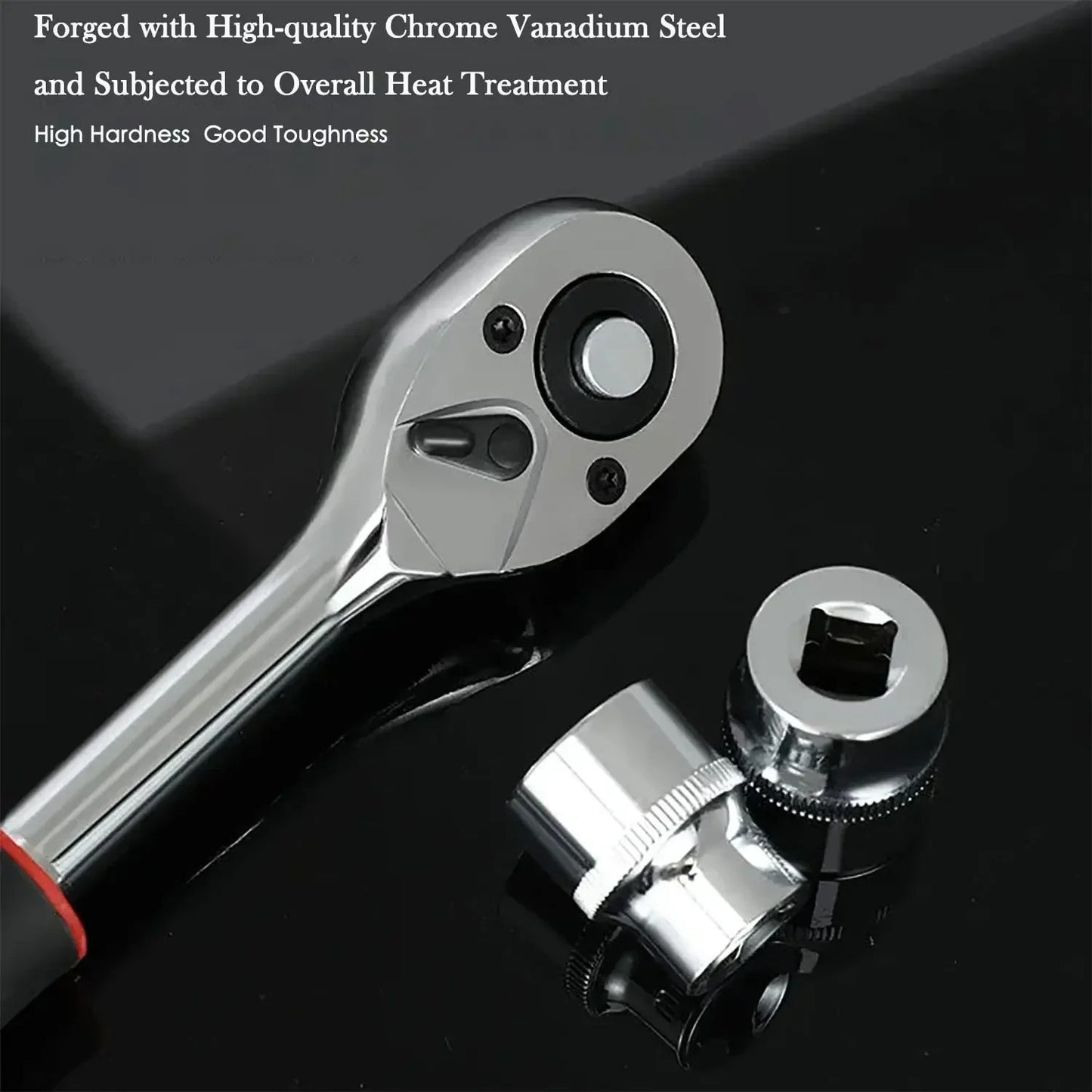 Jogo de Soquetes com Catraca de 1/4" Jogo de Soquetes de Haste de Extensão Chave Catraca Multifuncional Ferramenta Manual para Reparo de Carros e Motocicletas
