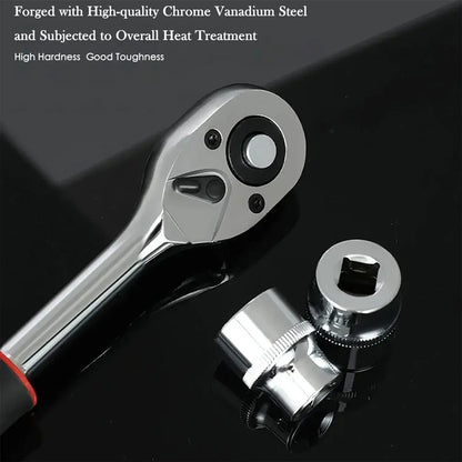 Jogo de Soquetes com Catraca de 1/4" Jogo de Soquetes de Haste de Extensão Chave Catraca Multifuncional Ferramenta Manual para Reparo de Carros e Motocicletas